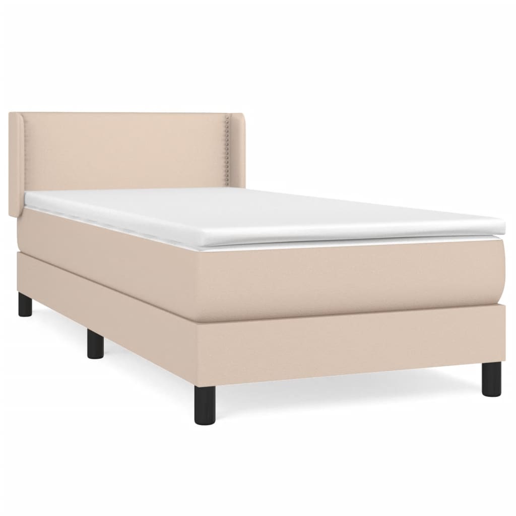 Matelas à sommier tapissier cappuccino-marron 100x200cm cuir artificiel