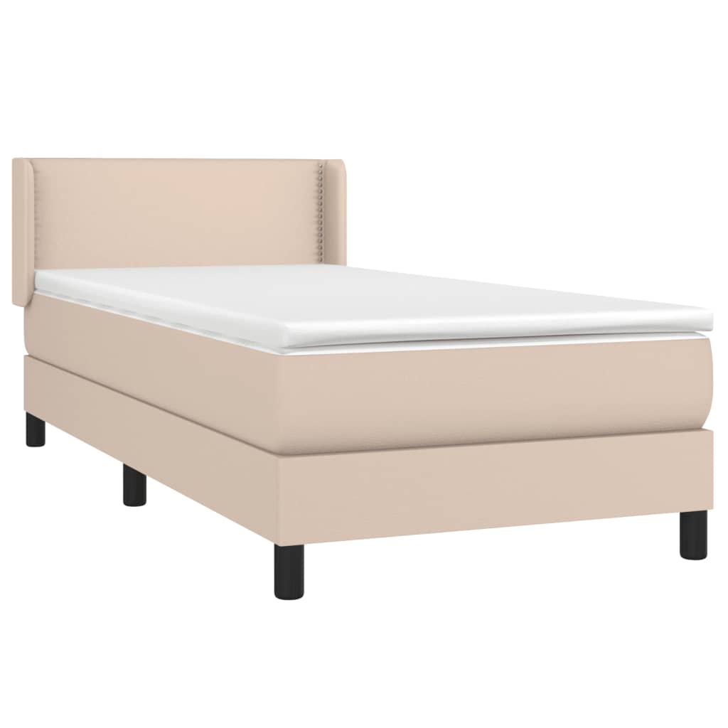Matelas à sommier tapissier cappuccino-marron 100x200cm cuir artificiel
