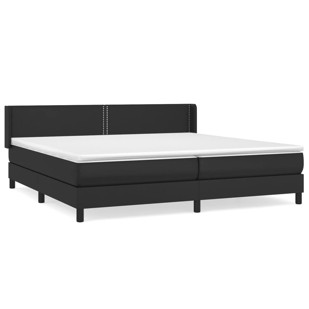 Sommier tapissier avec matelas noir 200x200 cm cuir artificiel