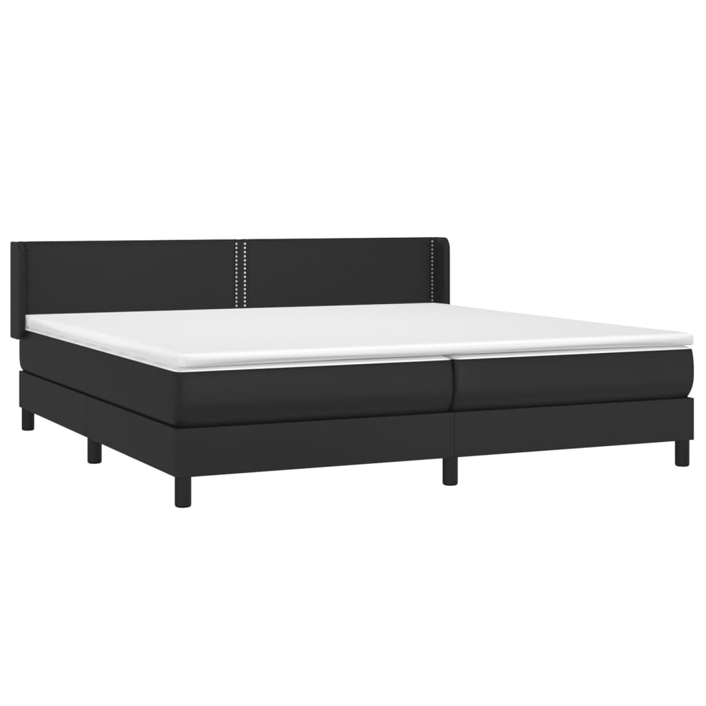 Sommier tapissier avec matelas noir 200x200 cm cuir artificiel