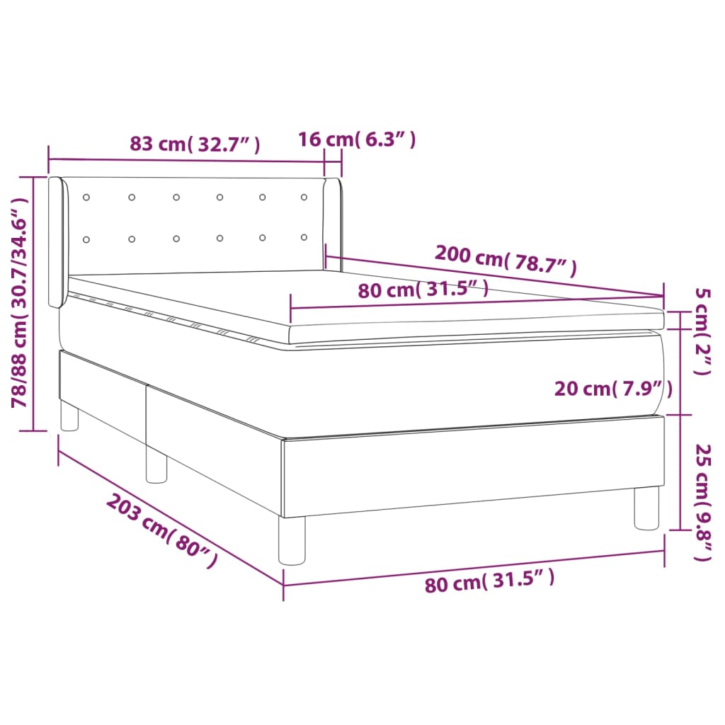 Lit à sommier tapissier avec matelas noir 80x200 cm en cuir artificiel