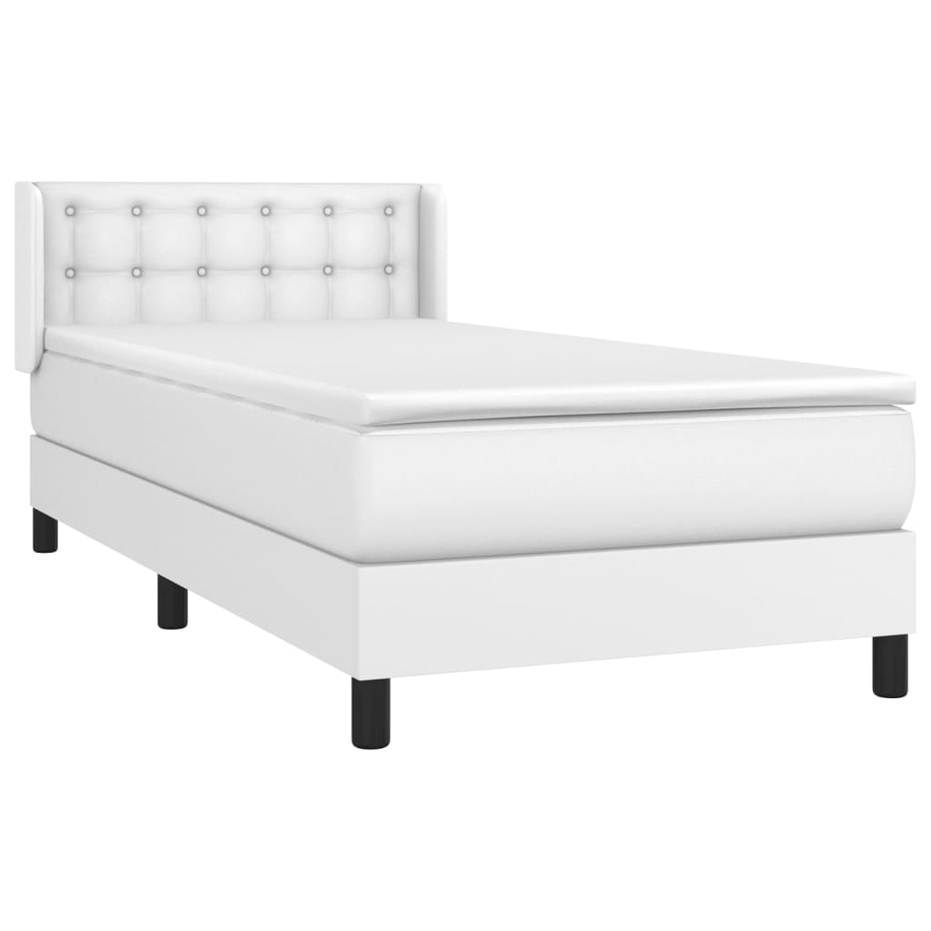Lit à sommier tapissier avec matelas blanc 90x200 cm en similicuir