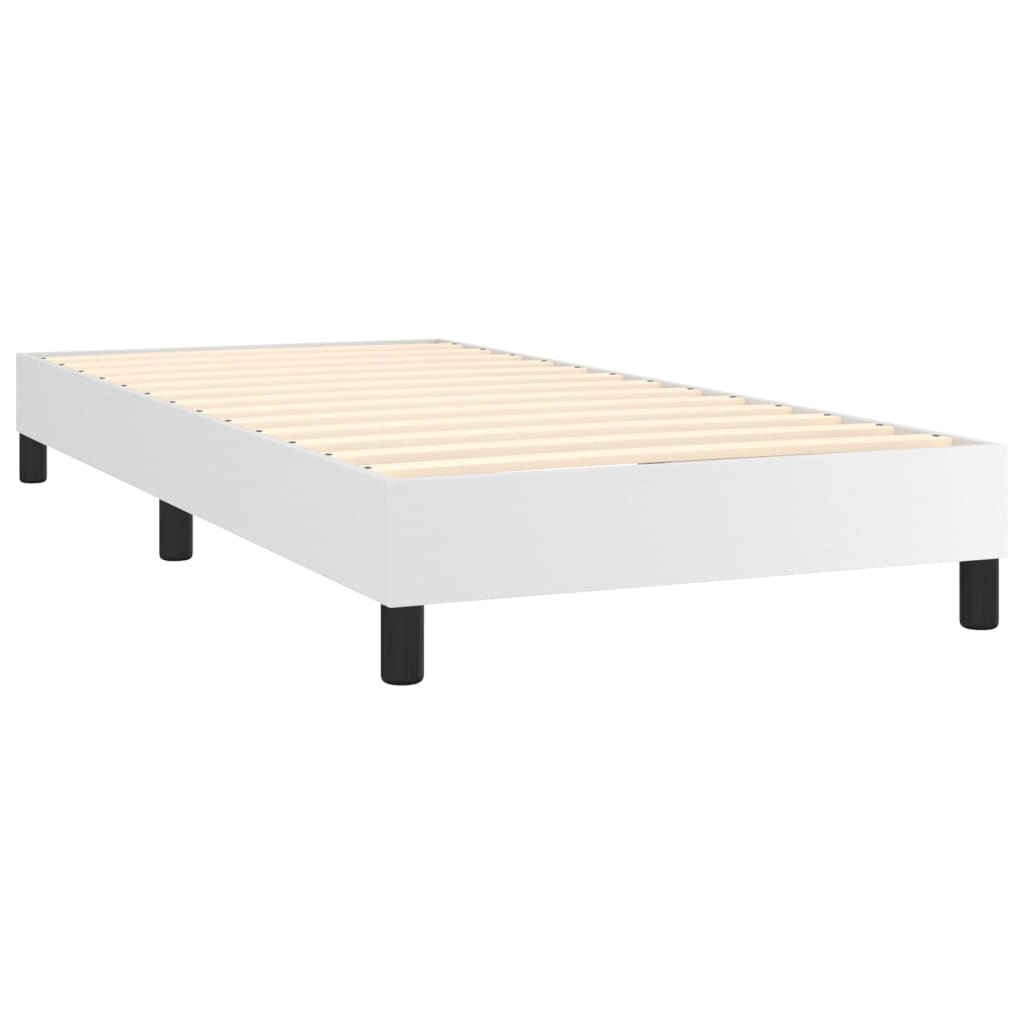 Lit à sommier tapissier avec matelas blanc 90x200 cm en similicuir