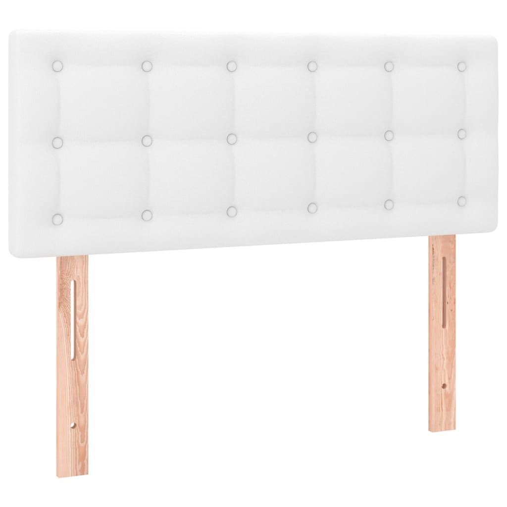 Lit à sommier tapissier avec matelas blanc 90x200 cm en similicuir