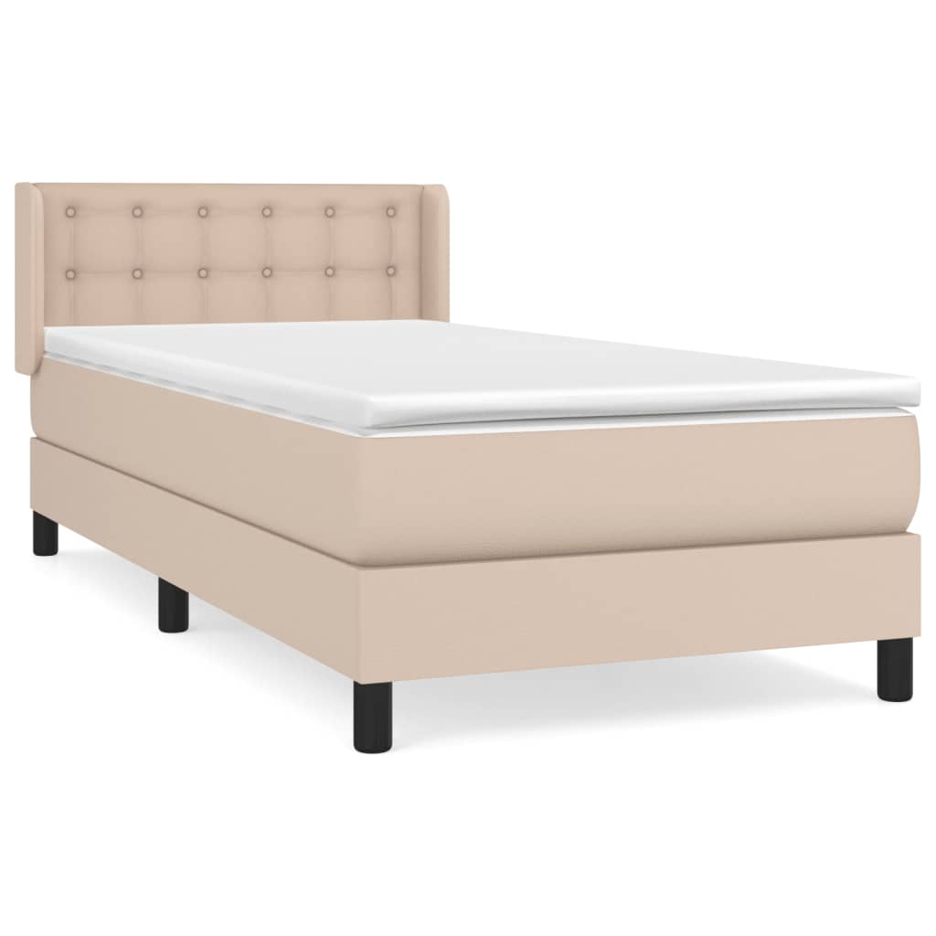 Matelas à sommier tapissier cappuccino-marron 100x200cm cuir artificiel