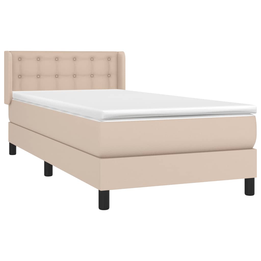 Matelas à sommier tapissier cappuccino-marron 100x200cm cuir artificiel