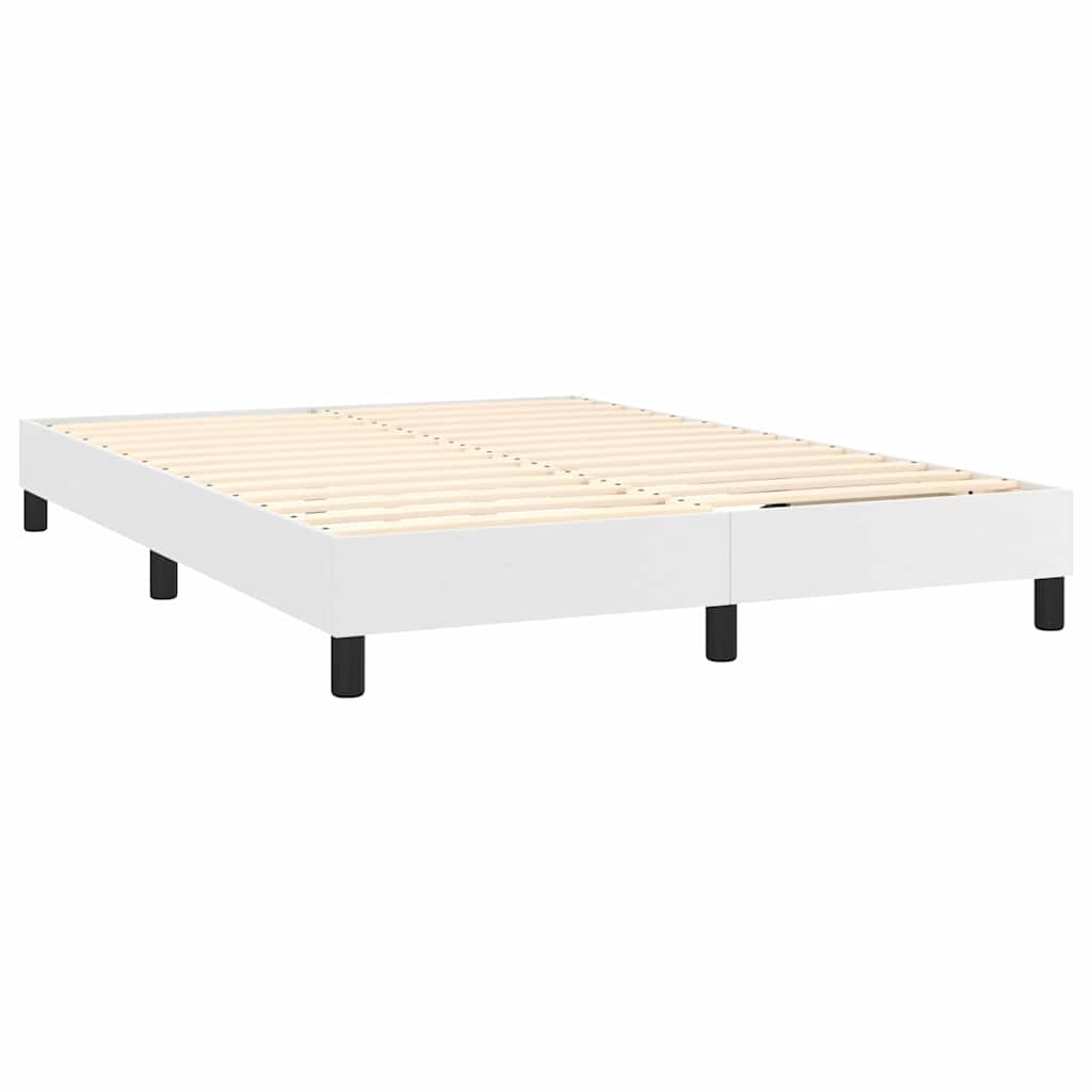 Boxspringbett mit Matratze Weiß 140x200 cm Kunstleder