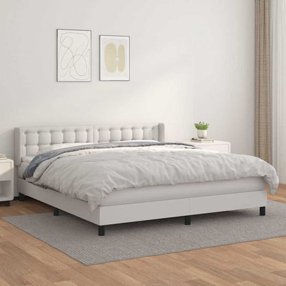 Boxspringbett mit Matratze Weiß 180x200 cm Kunstleder