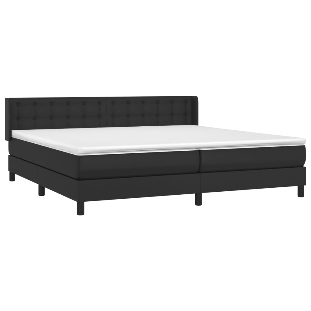 Lit à sommier tapissier avec matelas noir 200x200 cm en similicuir