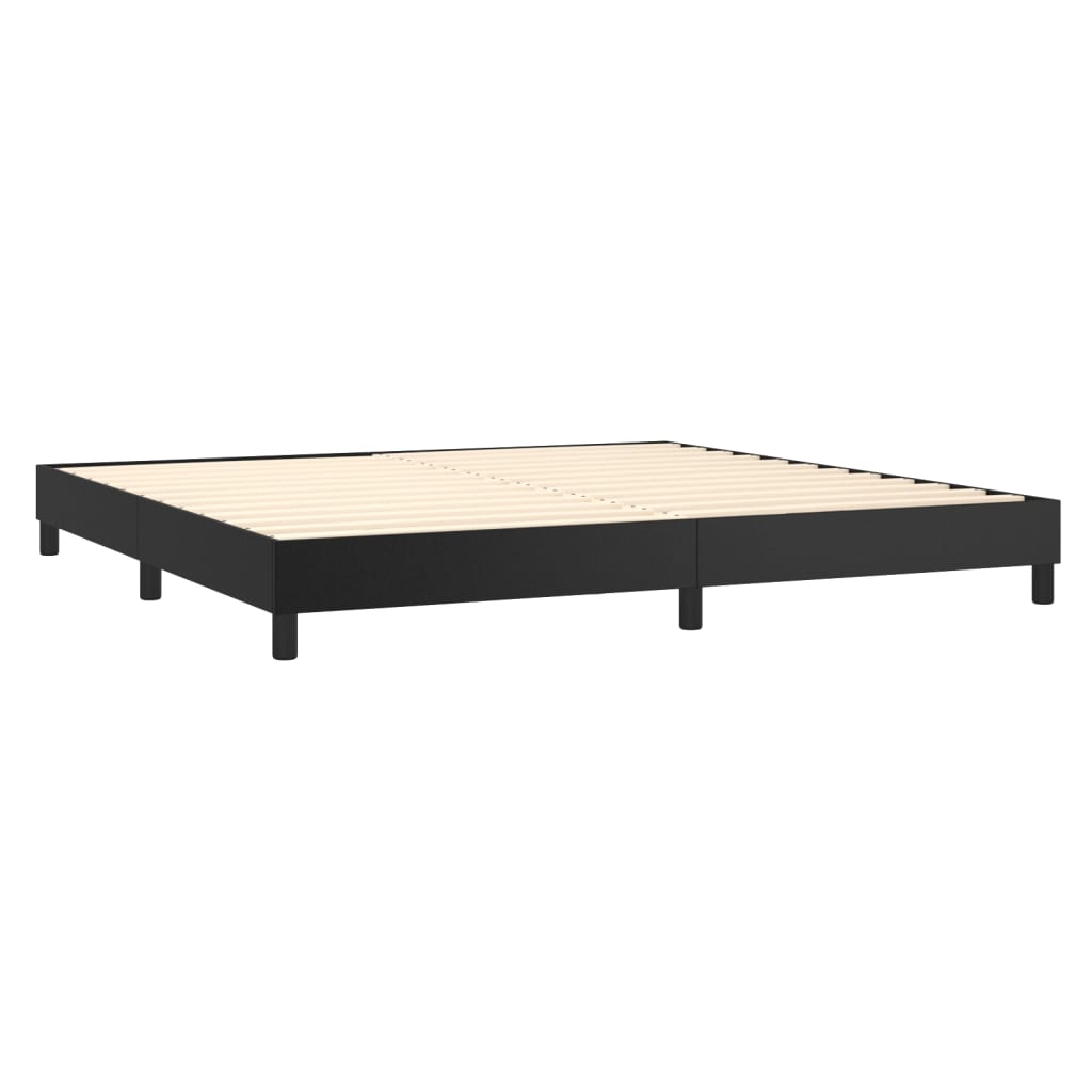 Lit à sommier tapissier avec matelas noir 200x200 cm en similicuir