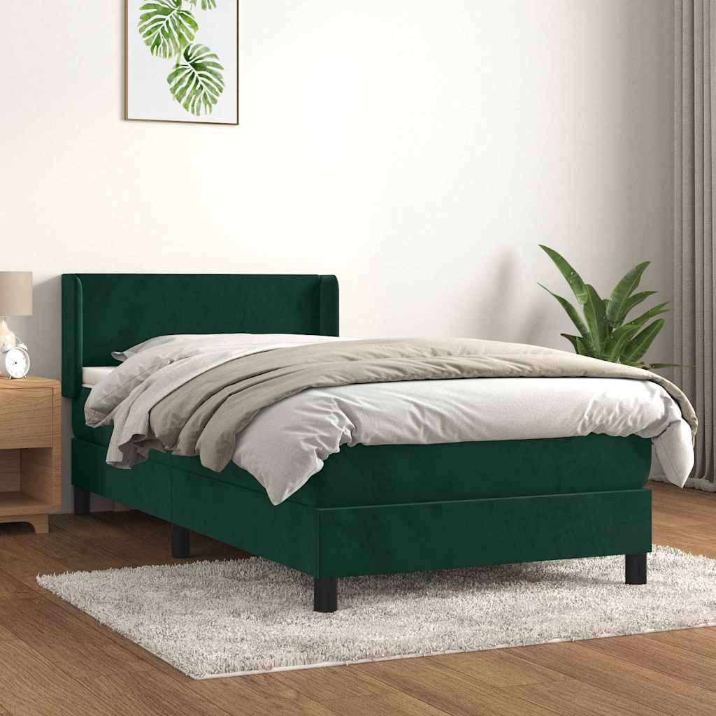 Boxspringbett mit Matratze Dunkelgrün 100x200 cm Samt