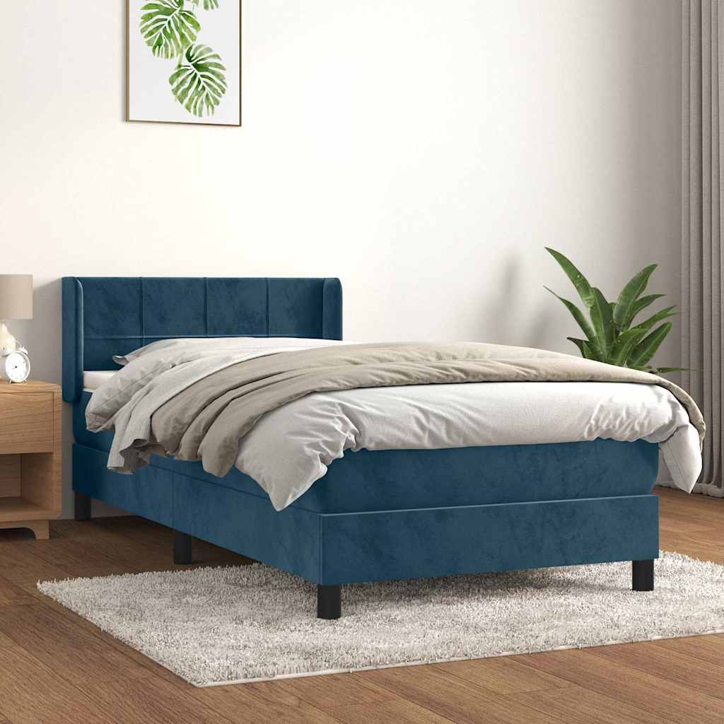 Boxspringbett mit Matratze Dunkelblau 90x190 cm Samt