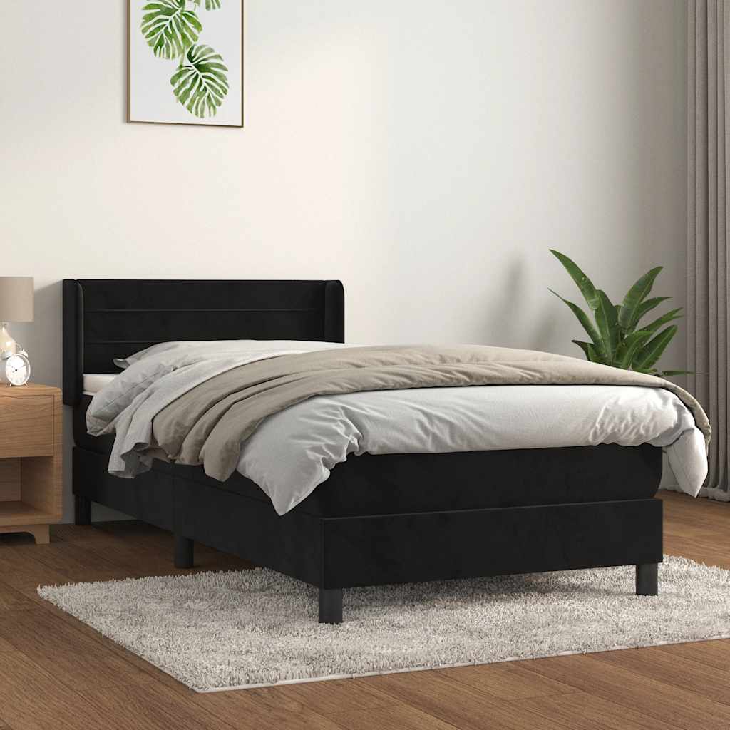 Boxspringbett mit Matratze Schwarz 80x200 cm Samt