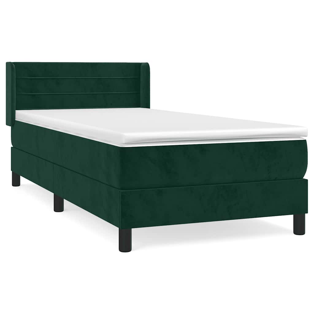 Boxspringbett mit Matratze Dunkelgrün 90x190 cm Samt