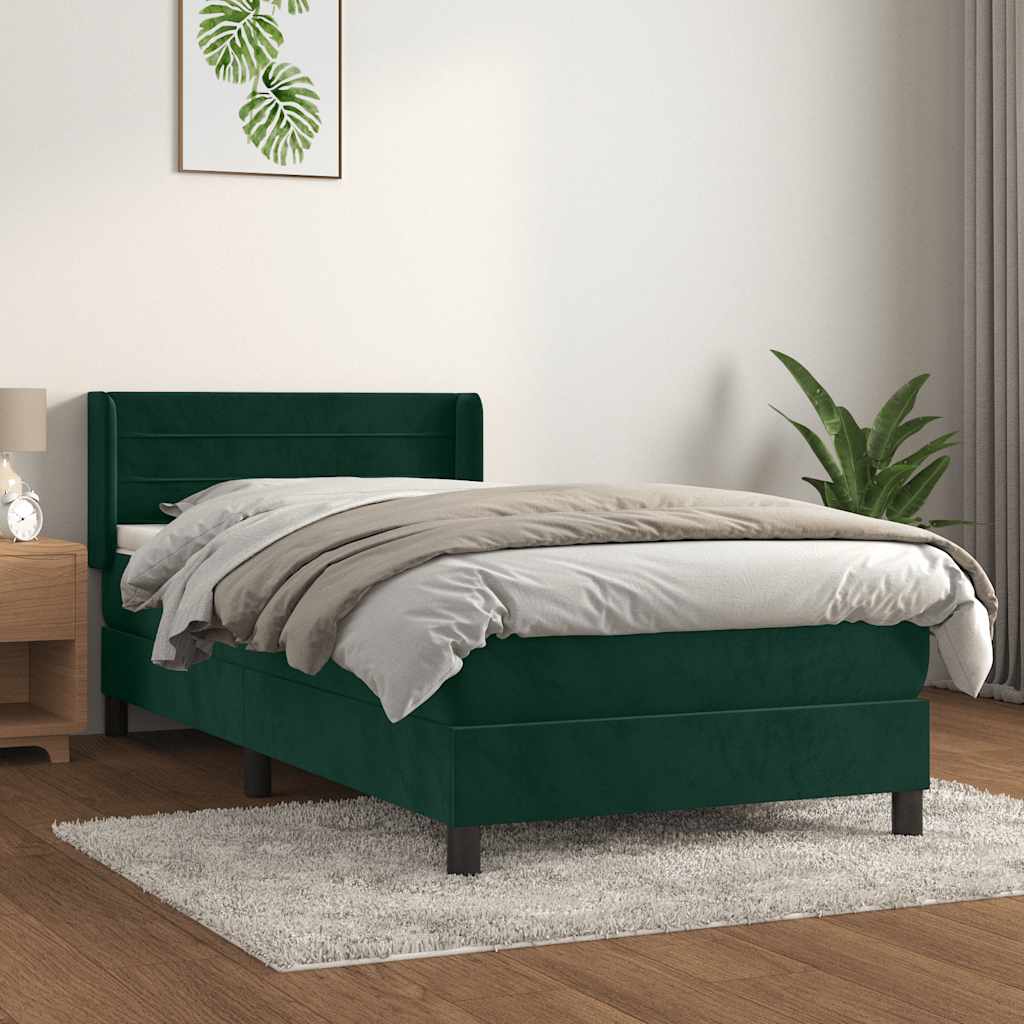 Boxspringbett mit Matratze Dunkelgrün 100x200 cm Samt