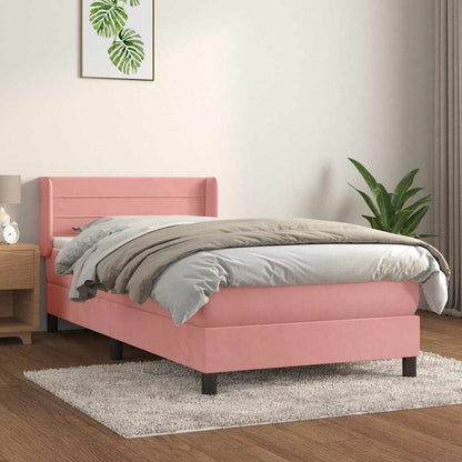 Boxspringbett mit Matratze Rosa 100x200 cm Samt