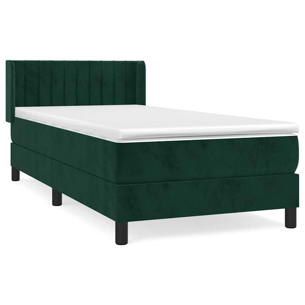 Boxspringbett mit Matratze Dunkelgrün 90x190 cm Samt