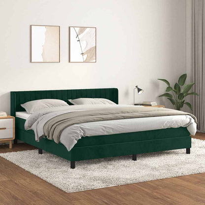Boxspringbett mit Matratze Dunkelgrün 160x200 cm Samt