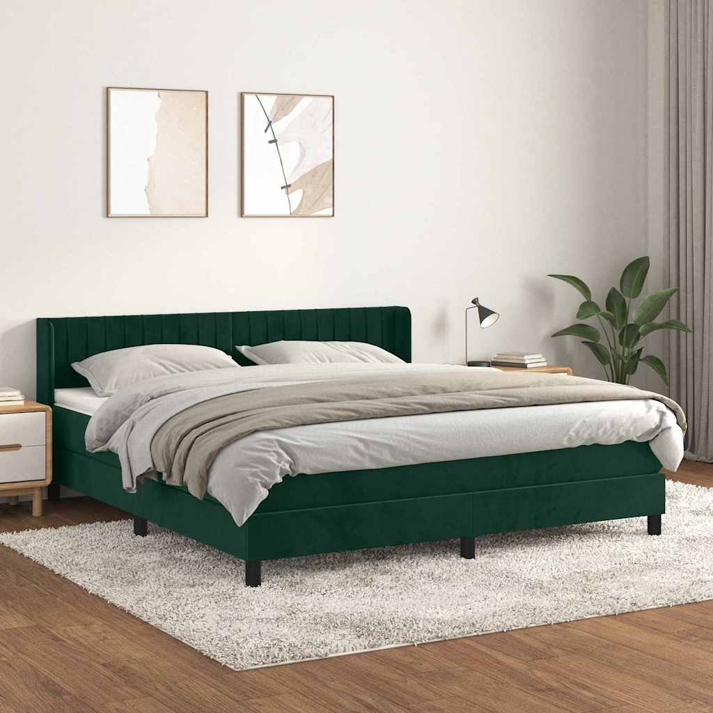 Boxspringbett mit Matratze Dunkelgrün 180x200 cm Samt
