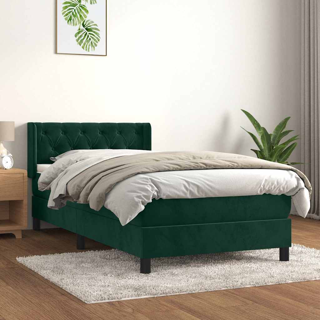 Boxspringbett mit Matratze Dunkelgrün 80x200 cm Samt