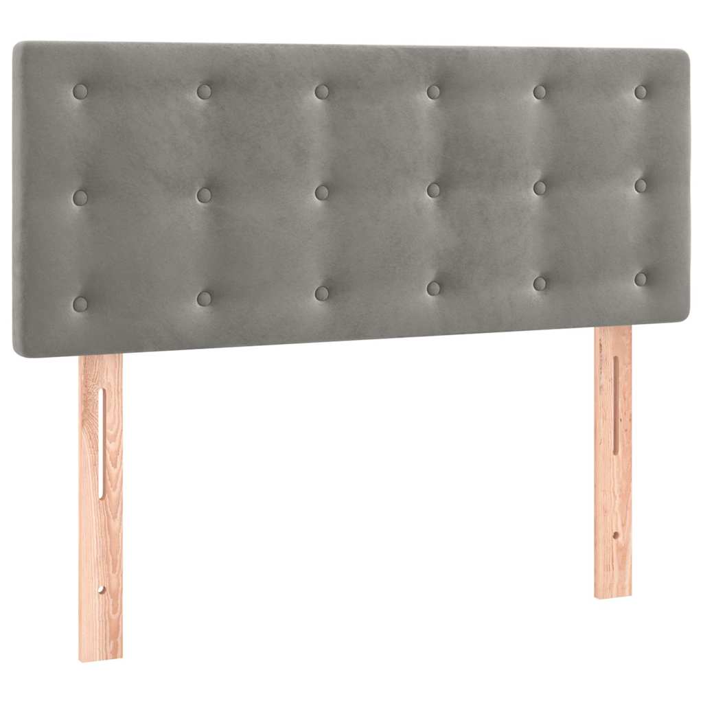 Boxspringbett mit Matratze Hellgrau 90x200 cm Samt