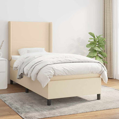 Boxspringbett mit Matratze Creme 90x190 cm Stoff