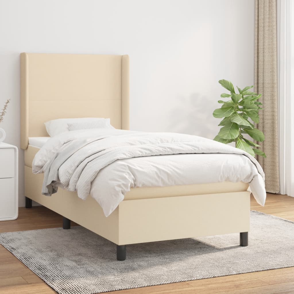Boxspringbett mit Matratze Creme 100x200 cm Stoff