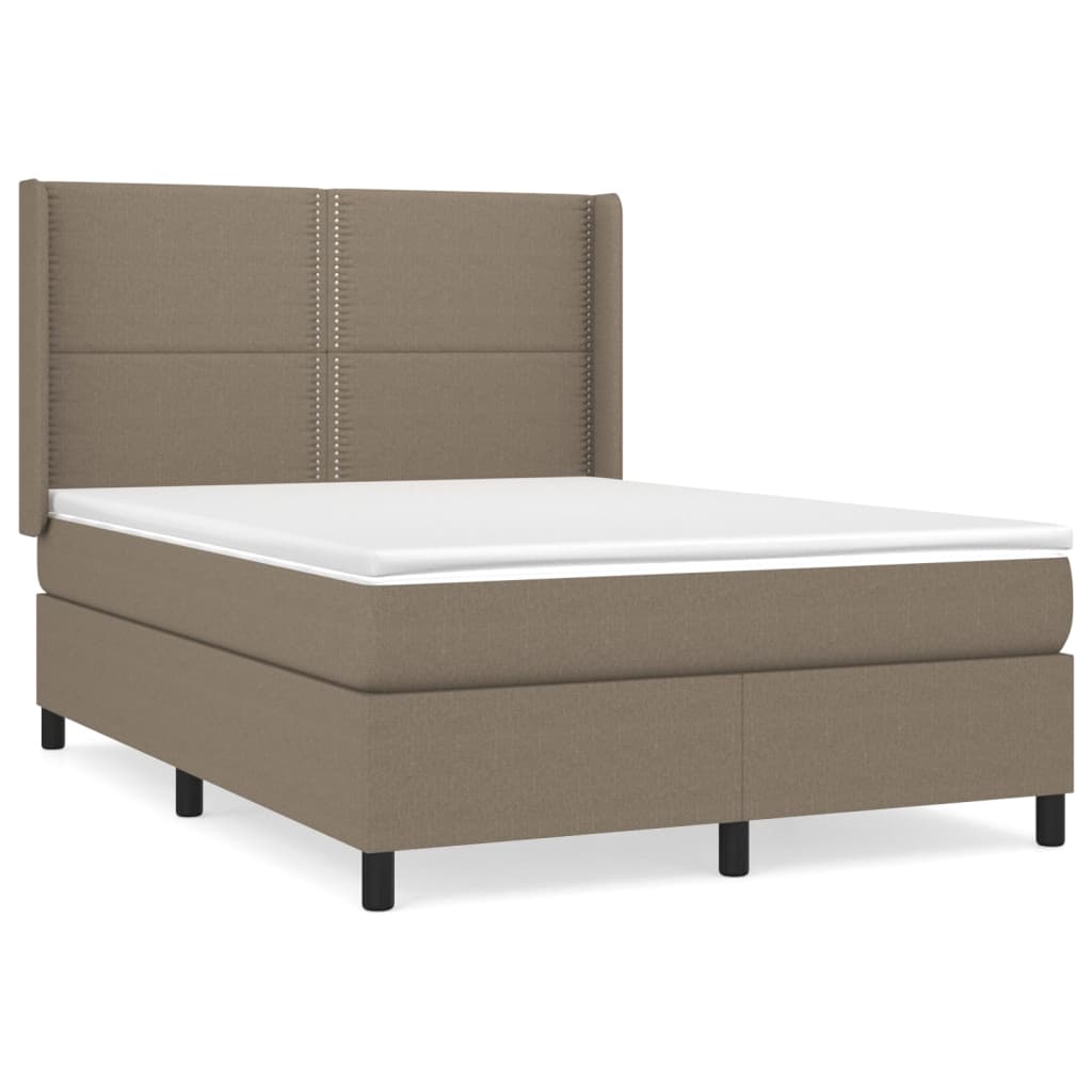 Lit à sommier tapissier avec matelas taupe 140x190 cm tissu