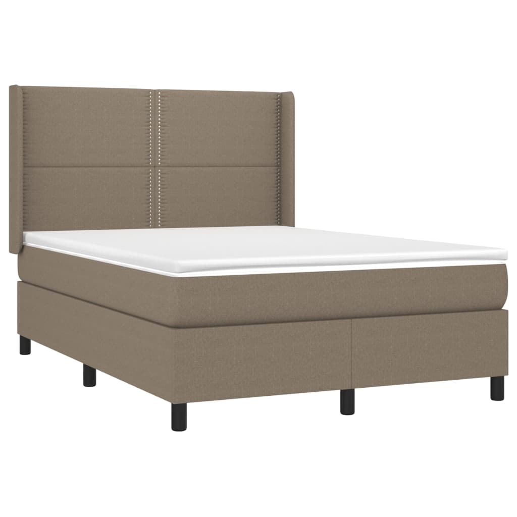 Lit à sommier tapissier avec matelas taupe 140x190 cm tissu
