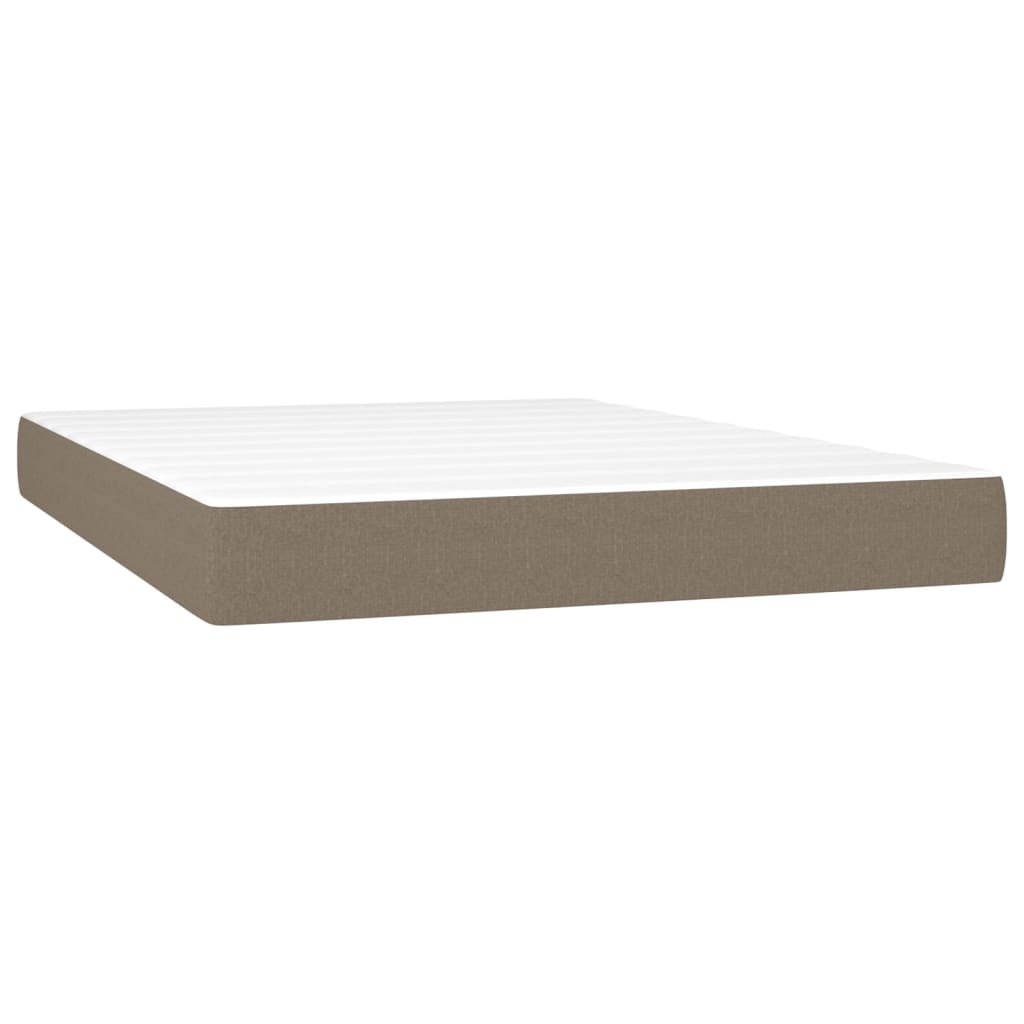 Lit à sommier tapissier avec matelas taupe 140x190 cm tissu