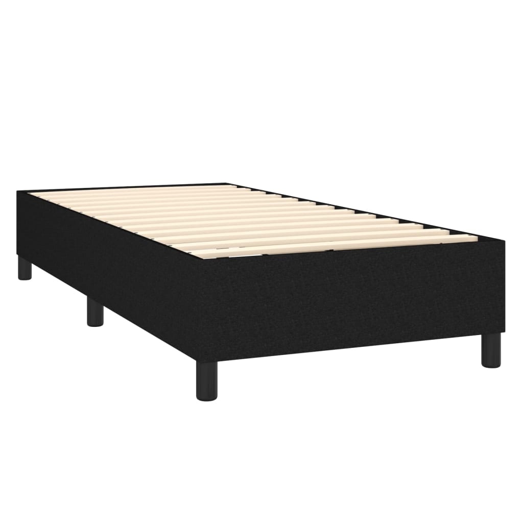 Lit à sommier tapissier avec matelas tissu noir 80x200 cm