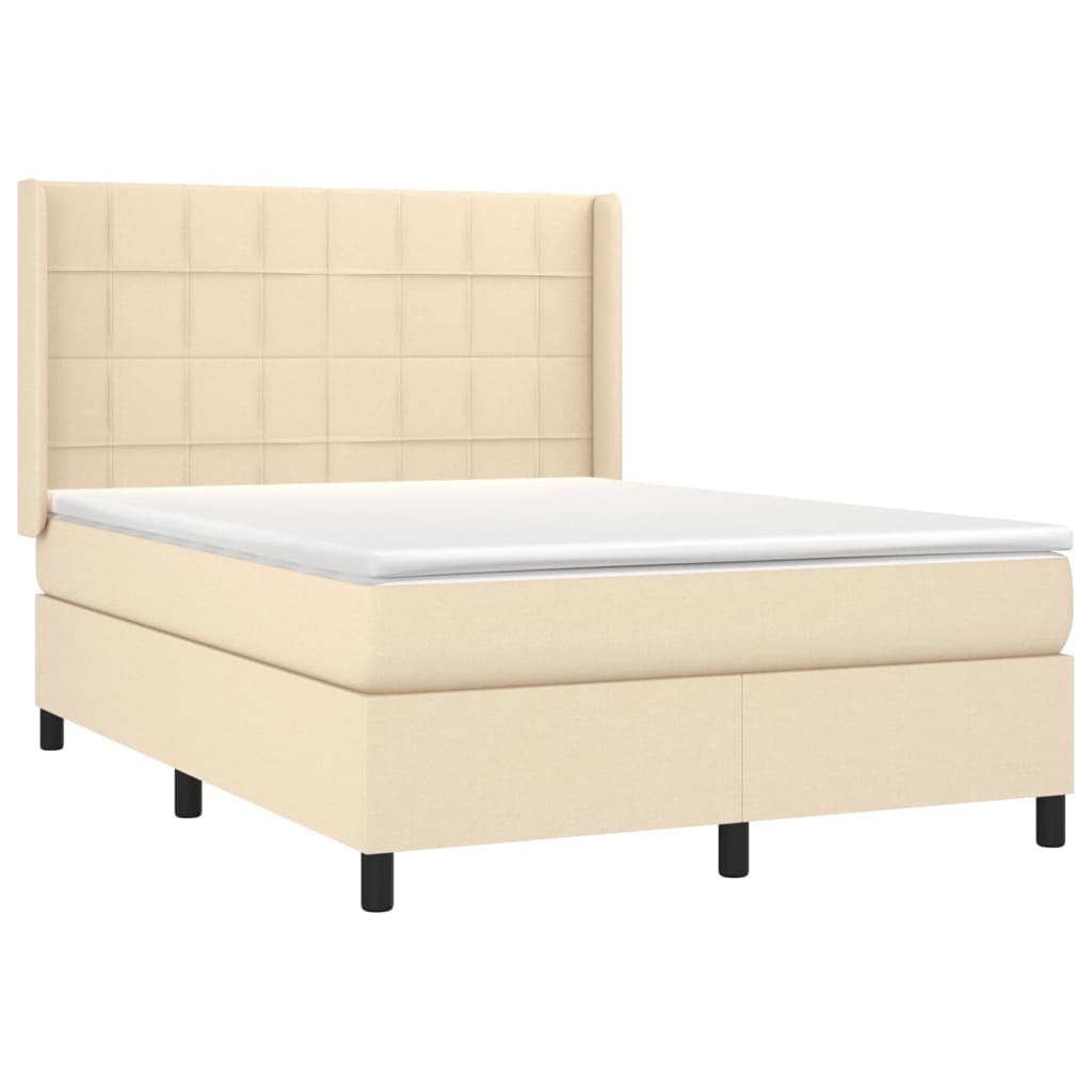 Boxspringbett mit Matratze Creme 140x190 cm Stoff
