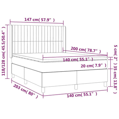 Boxspringbett mit Matratze Hellgrau 140x200 cm Stoff