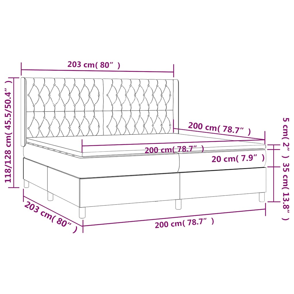 Boxspringbett mit Matratze Schwarz 200x200 cm Stoff