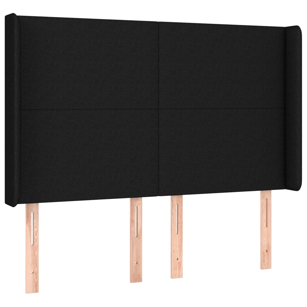 Lit à sommier tapissier avec matelas en tissu noir 140x190 cm