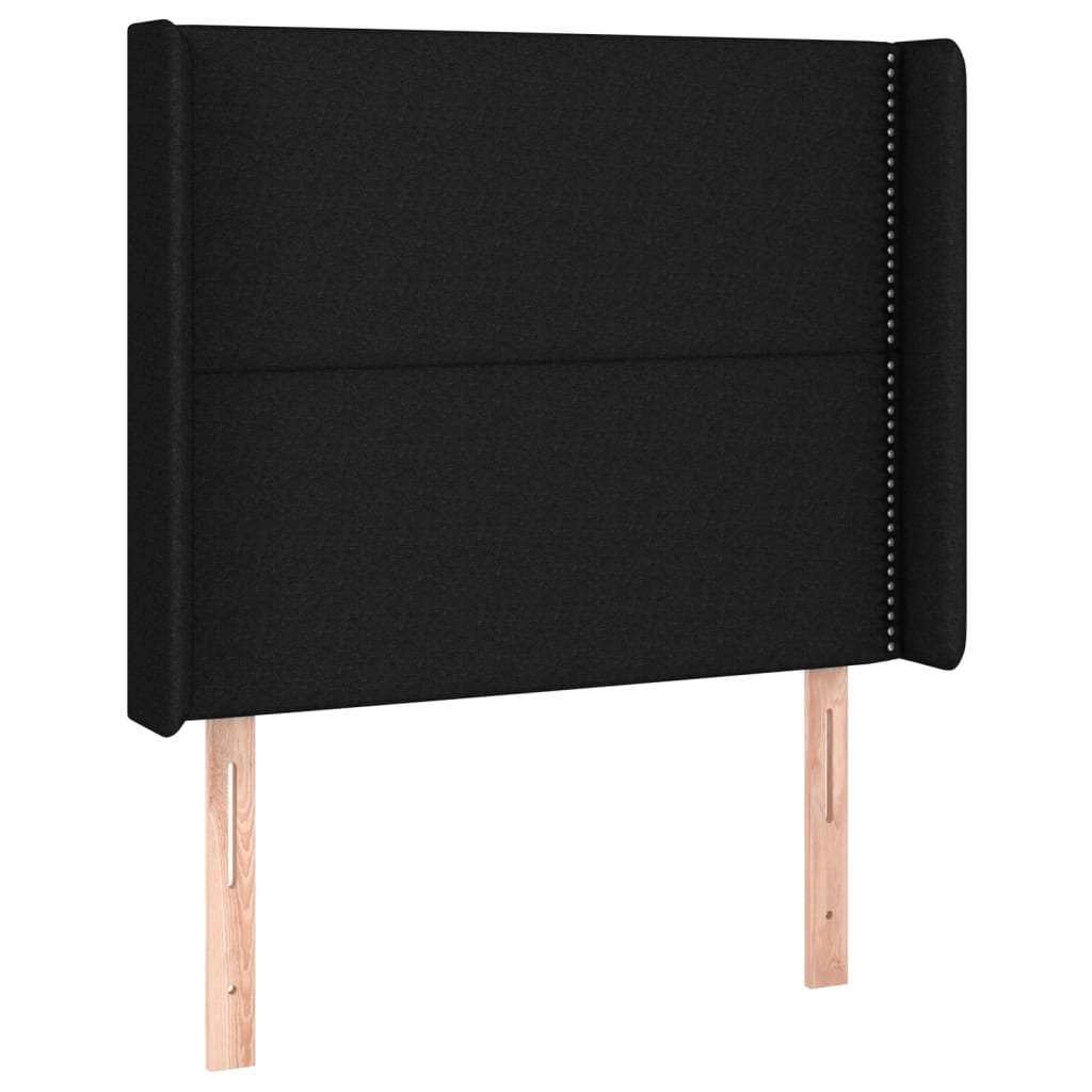 Lit à sommier tapissier avec matelas tissu noir 80x200 cm