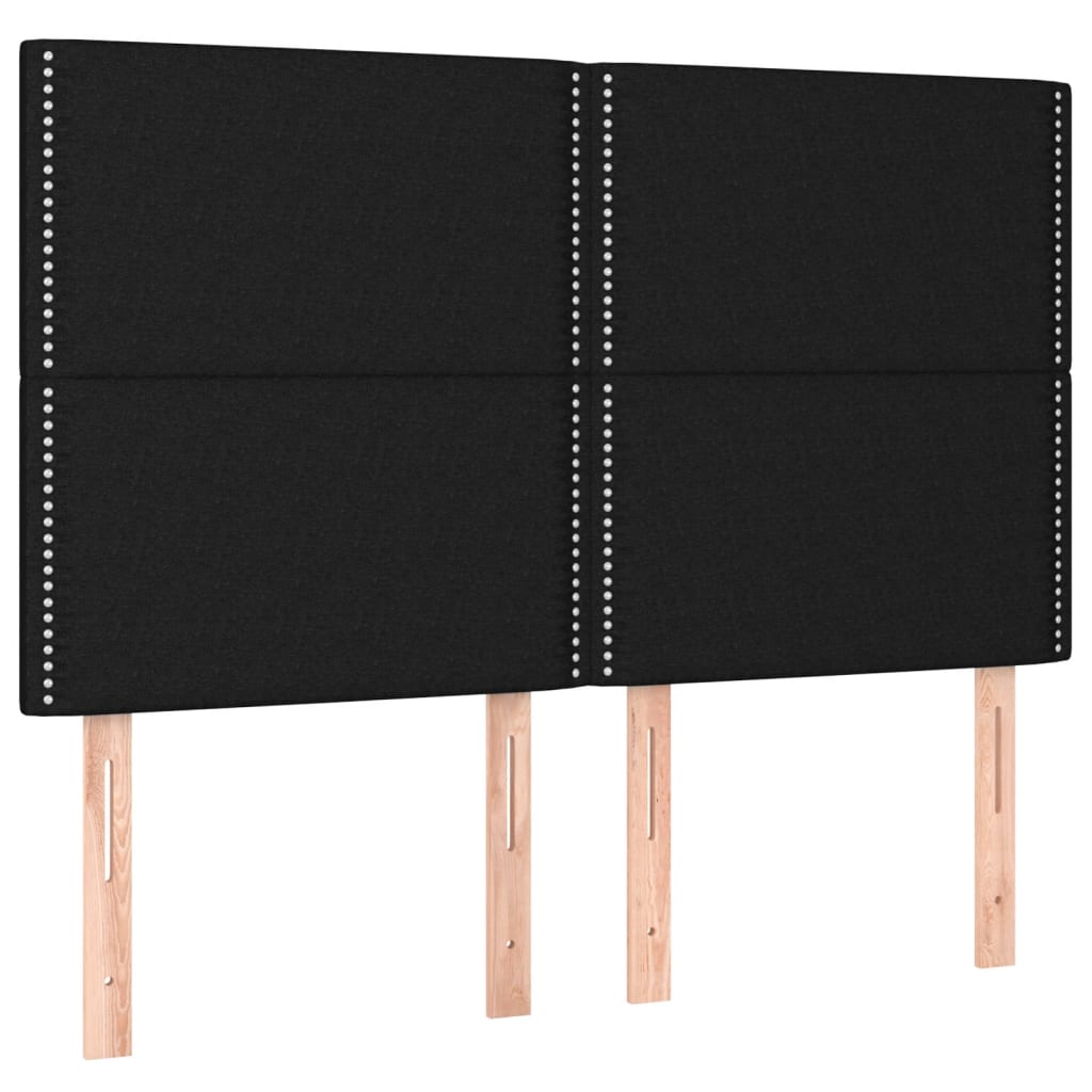 Lit à sommier tapissier avec matelas en tissu noir 140x190 cm