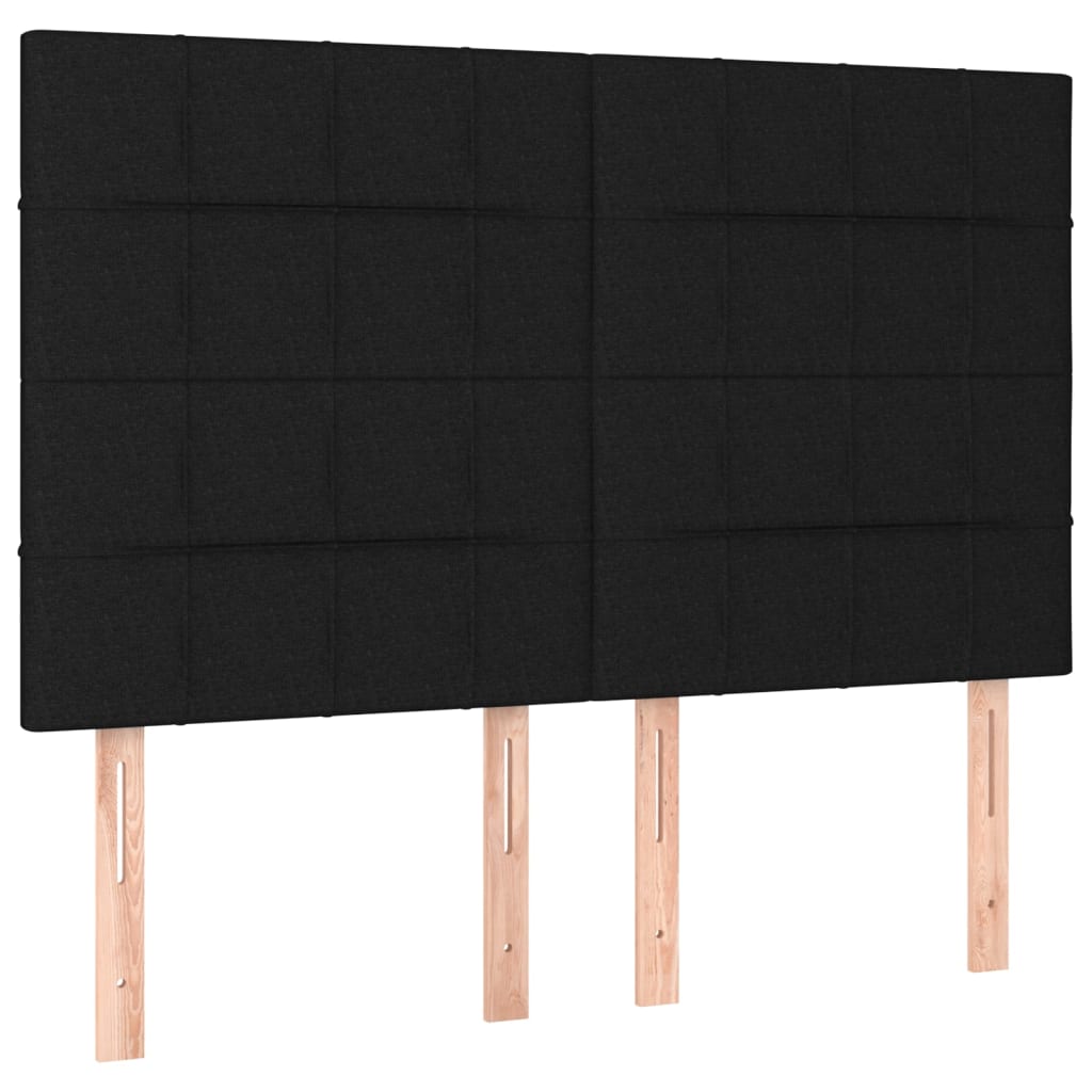 Lit à sommier tapissier avec matelas en tissu noir 140x190 cm