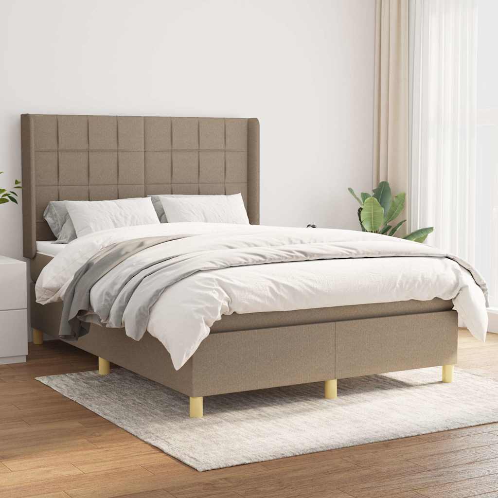 Boxspringbett mit Matratze Taupe 140x190 cm Stoff