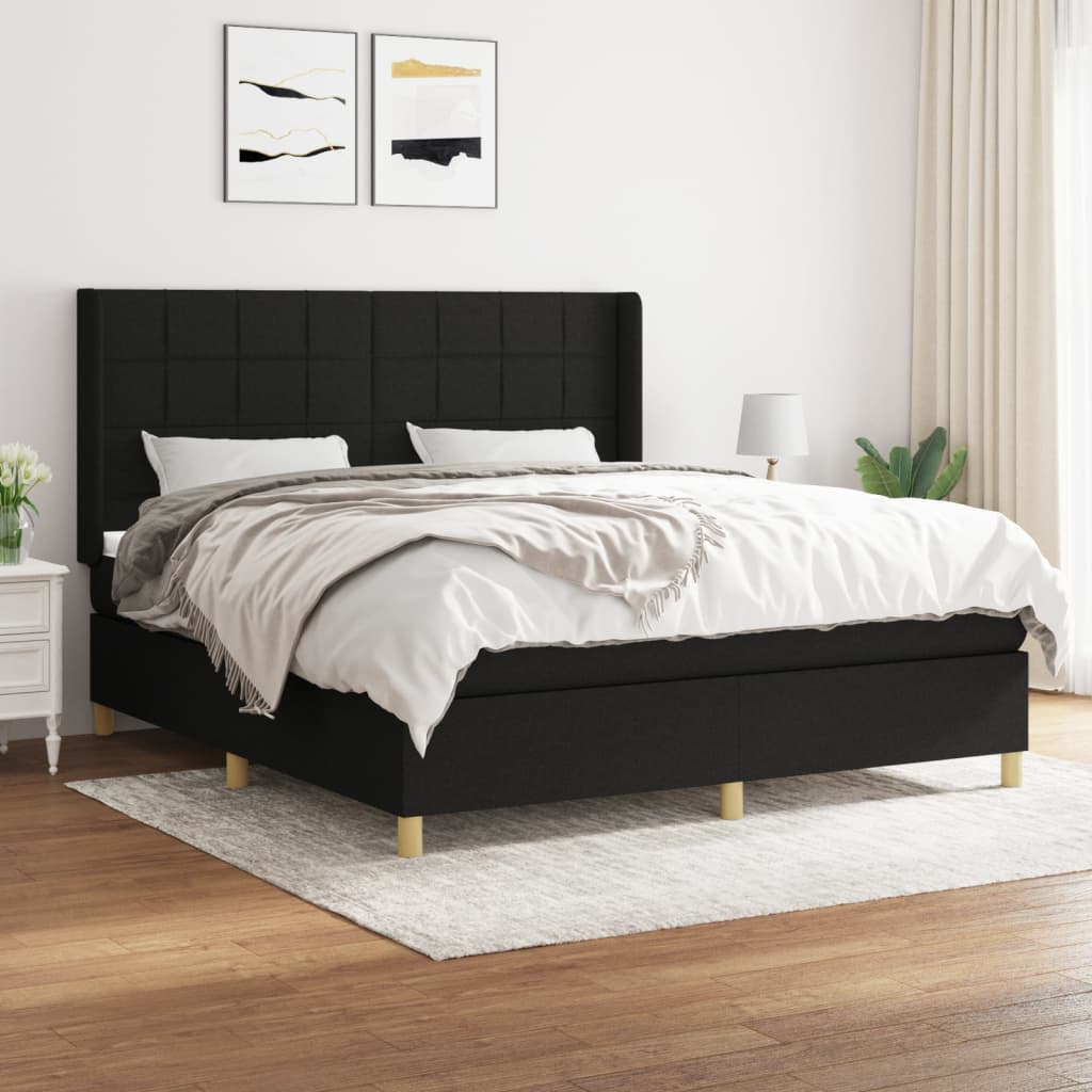 Boxspringbett mit Matratze Schwarz 160x200 cm Stoff