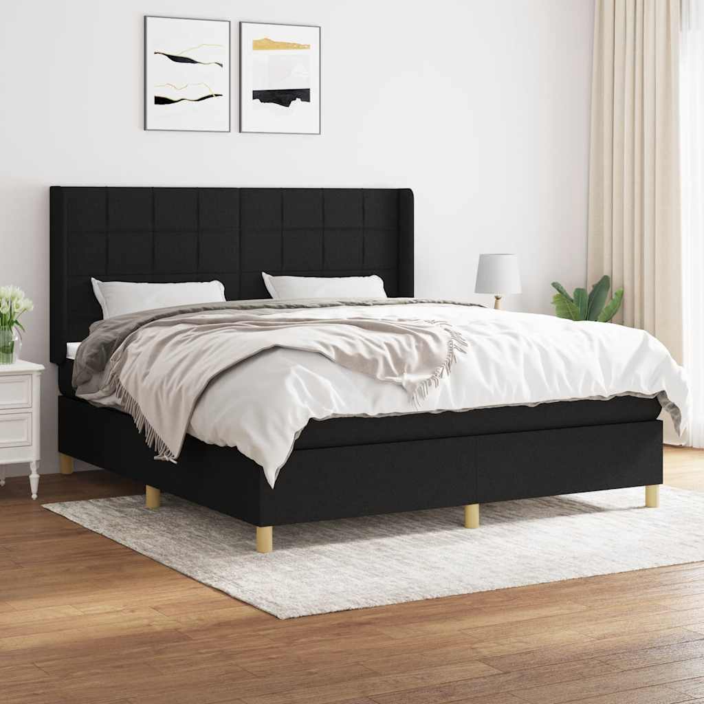Boxspringbett mit Matratze Schwarz 180x200 cm Stoff