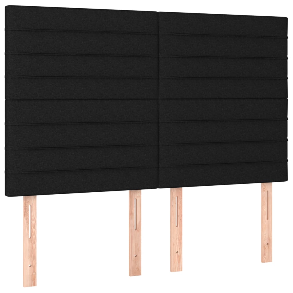 Lit à sommier tapissier avec matelas en tissu noir 140x190 cm