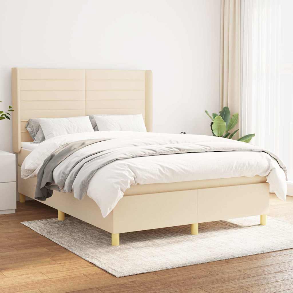 Boxspringbett mit Matratze Creme 140x200 cm Stoff