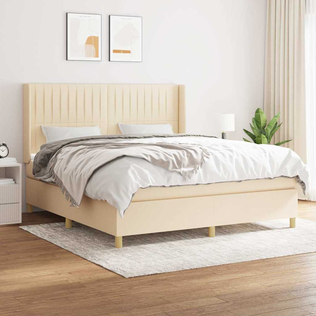 Boxspringbett mit Matratze Creme 180x200 cm Stoff