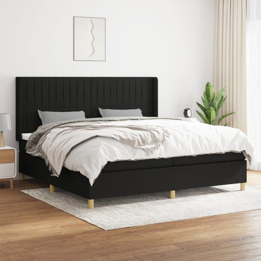 Lit à sommier tapissier avec matelas tissu noir 200x200 cm