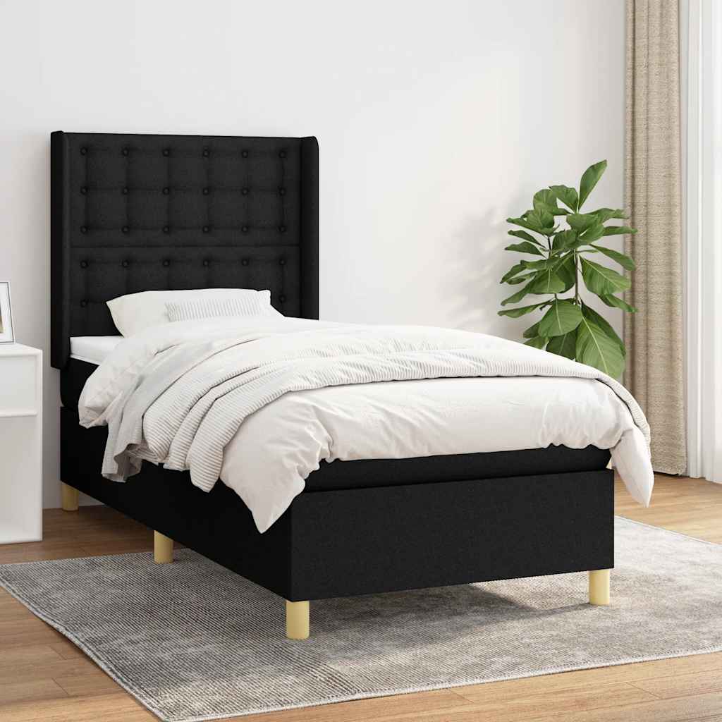 Boxspringbett mit Matratze Schwarz 90x200 cm Stoff