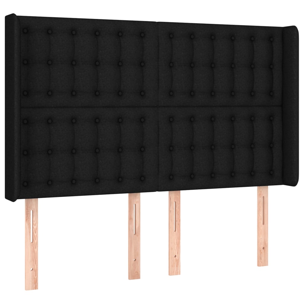 Lit à sommier tapissier avec matelas en tissu noir 140x190 cm