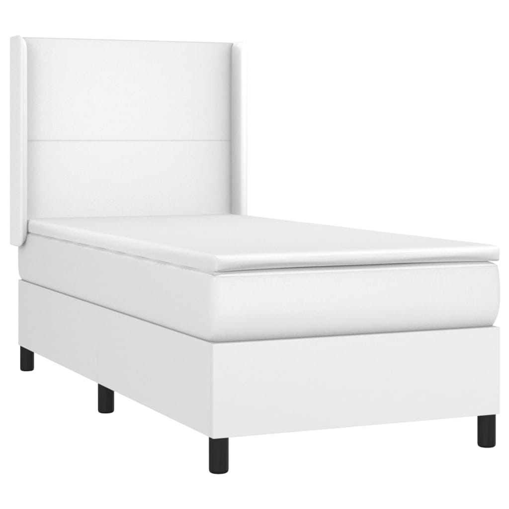 Lit à sommier tapissier avec matelas blanc 90x200 cm en similicuir