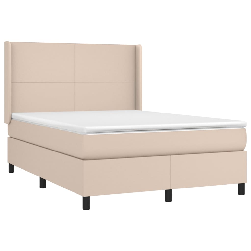 Matelas à sommier tapissier cappuccino-marron 140x200cm cuir artificiel