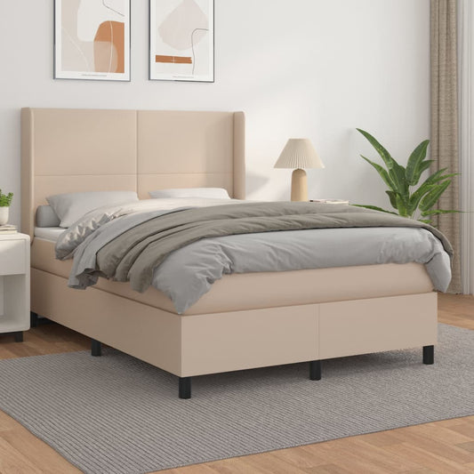 Matelas à sommier tapissier cappuccino-marron 140x200cm cuir artificiel